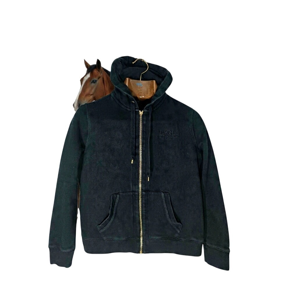 Black Zip-Up Hoodie Lauren Jeans Co. Grunge Revival‎ Equestrain